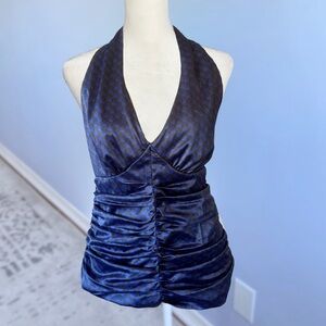 Vintage Y2K Express Blue Patterned Halter Top Size 12
NWOT